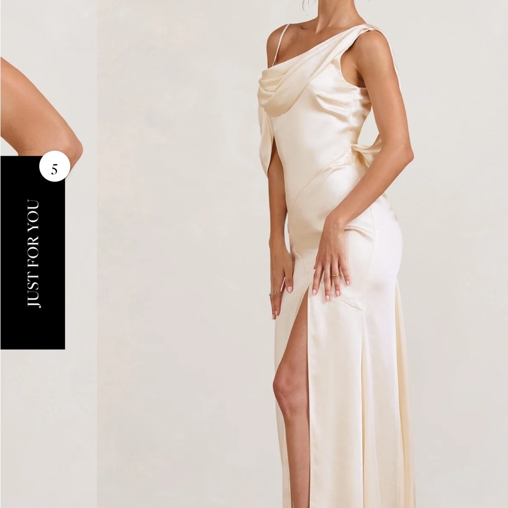 Club L London Cream Draped Back Evening Dress - Picture 4 of 5